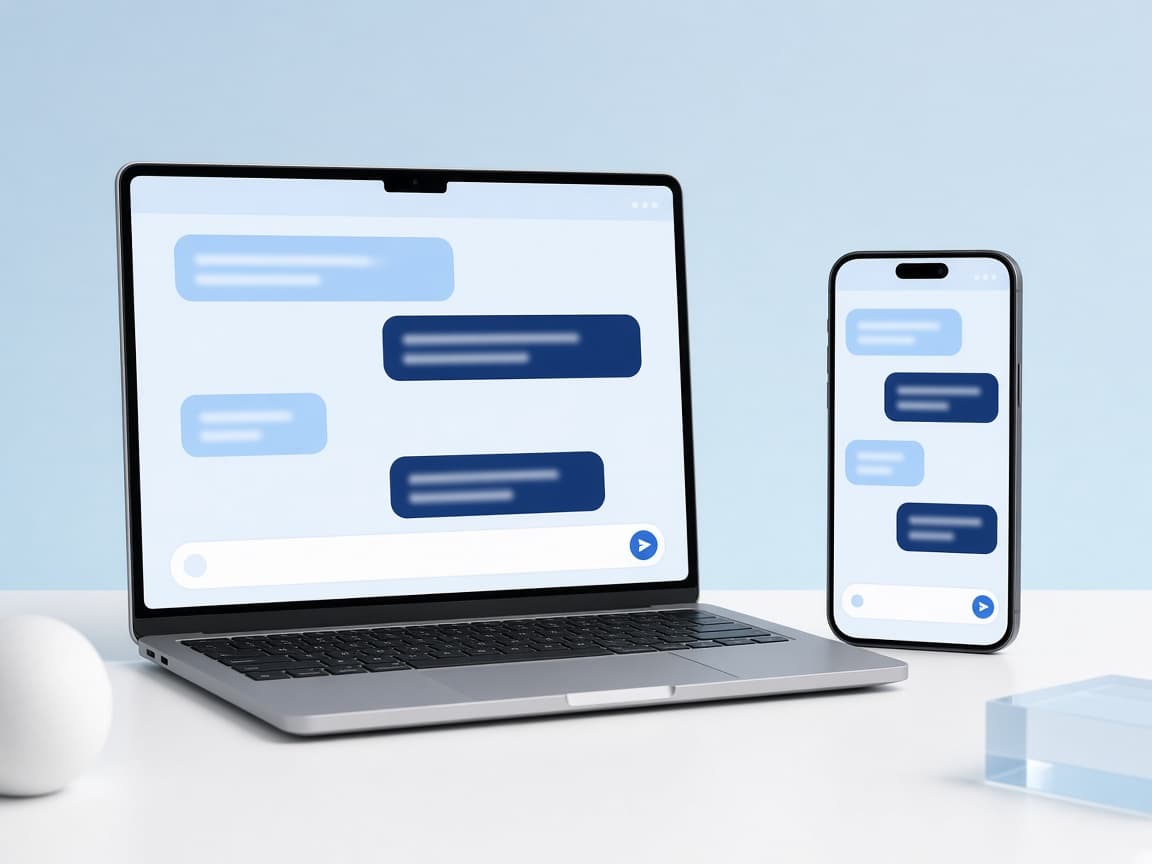 Laptop and phone showing an AI chat